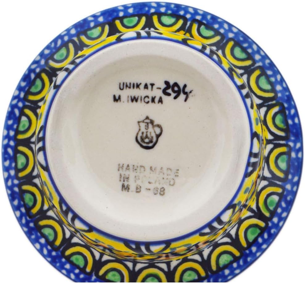 Polmedia Polish Pottery Candle Holder UNIKAT - Turkish Flowers Pattern Handmade in Boleslawiec Poland by Ceramika Artystyczna + Certificate of Authenticity