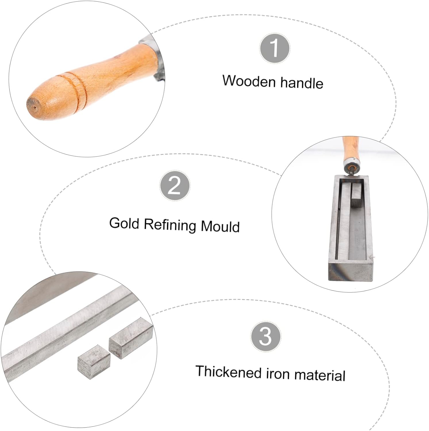 KONTONTY Gold Silver Melting Ingot Mold with Handle Iron Casting Mould for Metal Refining Durable and Tool for Jewelry Making and Scrap Melting