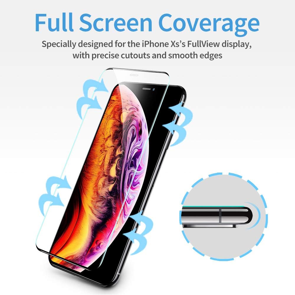 ESR Tempered-Glass Compatible for iPhone 11 Pro Screen Protector/iPhone Xs Screen Protector [No Side Bezel] [2-Pack] [Easy Installation Frame] 3X Stronger Screen Protector for iPhone 11 Pro/XS/X