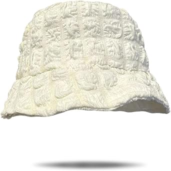huablo]Bucket Hat Women, Lightweight Beach Fishing Hat, Vacation Seersucker Jacquard Bucket Caps for Women