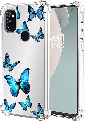 OnePlus Nord N100 Cellular Phone Case, Clear Slim Shockproof TPU Protective Cover for Women Butterfly