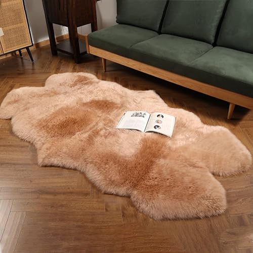 Vista 125 de Alfombra de piel de oveja auténtica de alta calidad, piel de oveja australiana, esponjosa, de lujo, natural, de piel de cordero esponjosa, funda