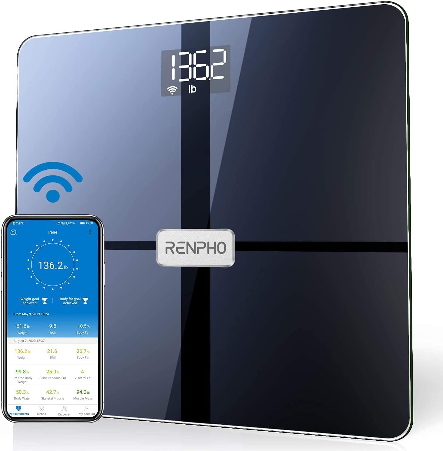RENPHO WiFi Body Composition Scales, Bluetooth Body Fat Scale, Digital