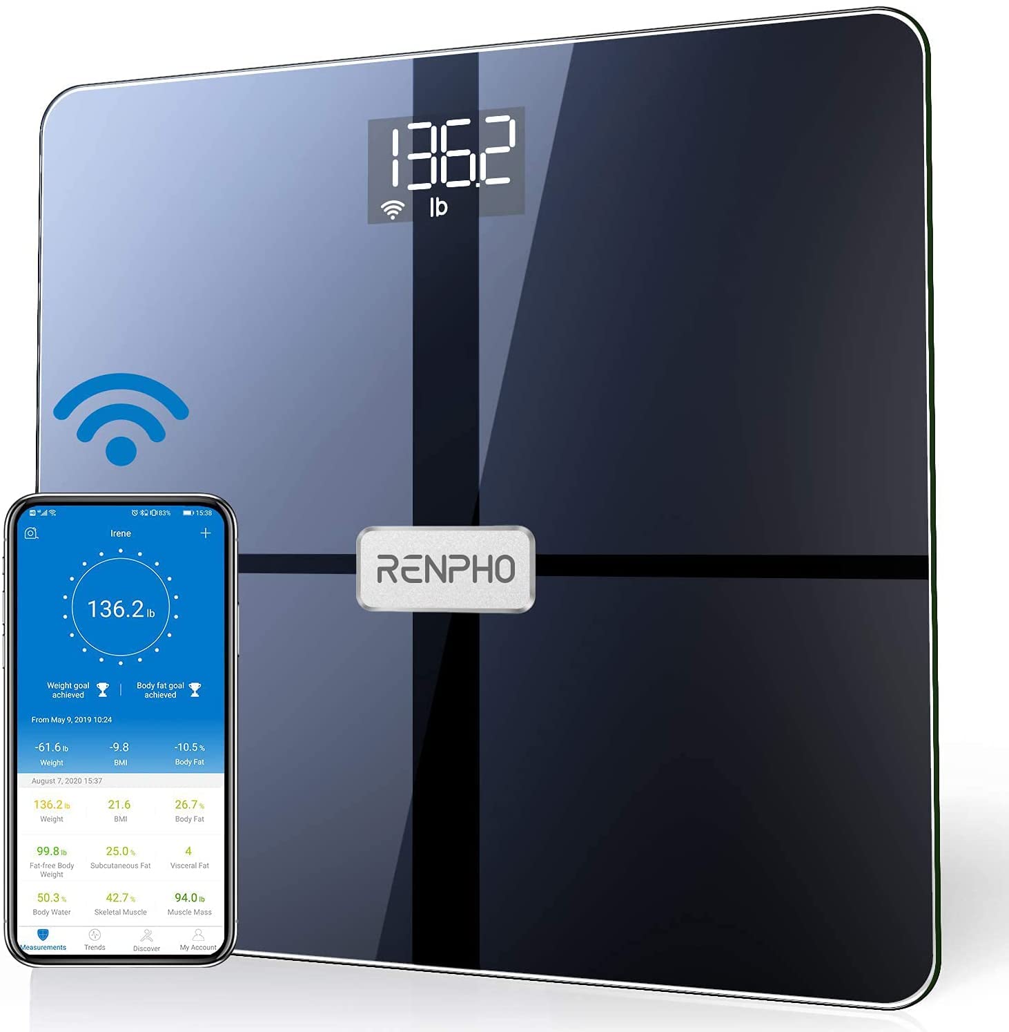 RENPHO Premium WiFi Bluetooth Scale Smart Digital Bathroom Weight BMI
