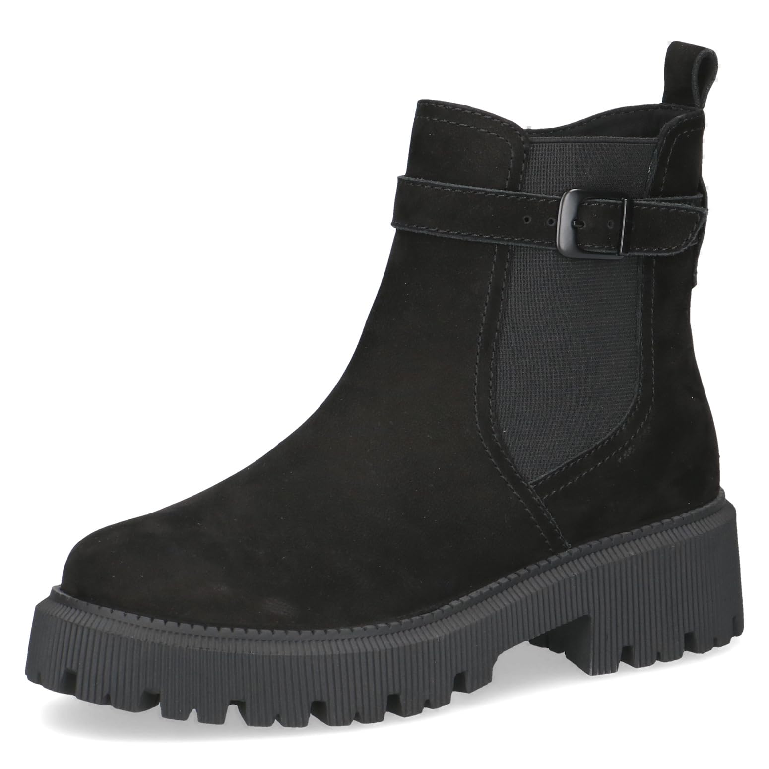 CAPRICE Women's ankle boots with buckle thermal insole, Black (Black Nubuc), 6.5 UK