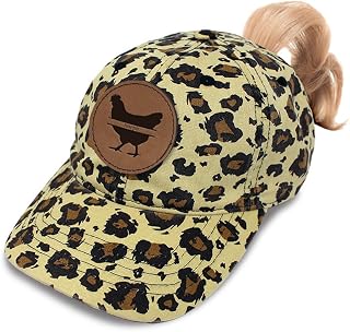 Custom Ponytail Cap Camo Hat Name Hen Chicken Personalized Sun Hat with Ponytail Hole Engraved Leather Hat