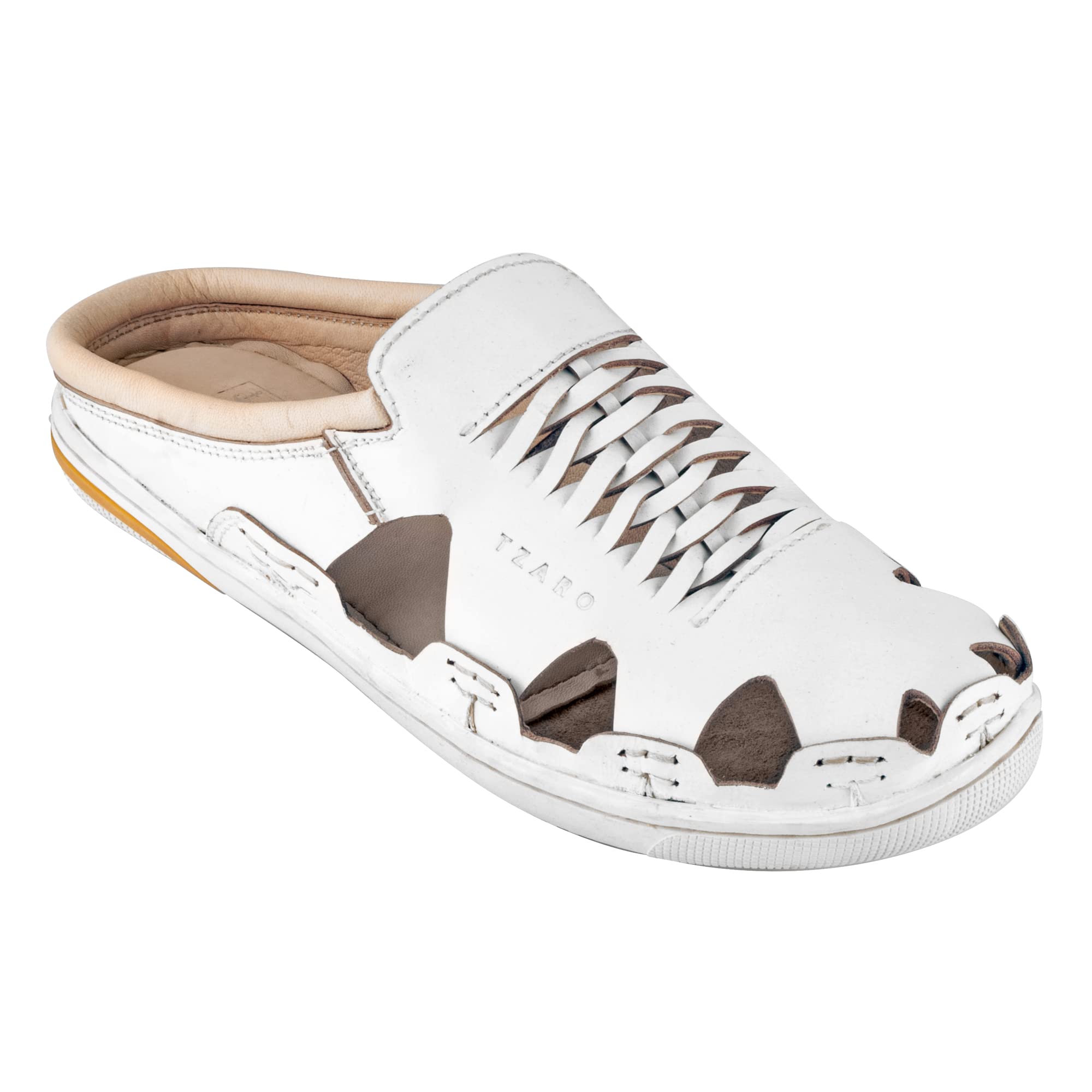 tzaro Pure Leather White Sandal with Rubber Sole- RON422WHT-picture-23