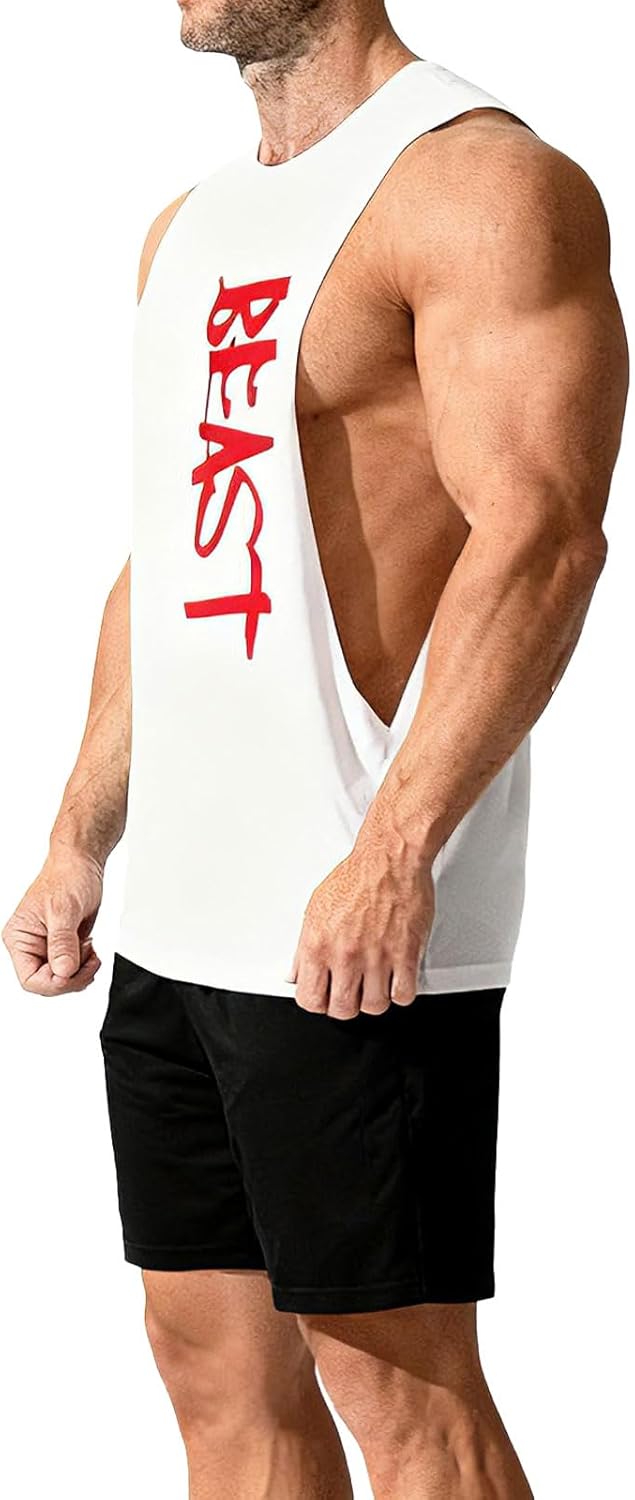 Men's Workout Tank Tops Gym Cut Off Muscle Tee Fitness Bodybuilding Sleeveless T-Shirt - Image 2
