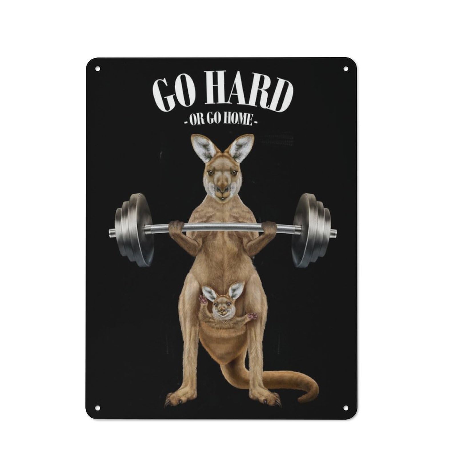 Junmoney Kangaroo Weightlifting Retro Metal Wall Sign 40X30cm With For Home Bar Wall, A Housewarming Gift For Hosts Who Enjoy Retro Interiors