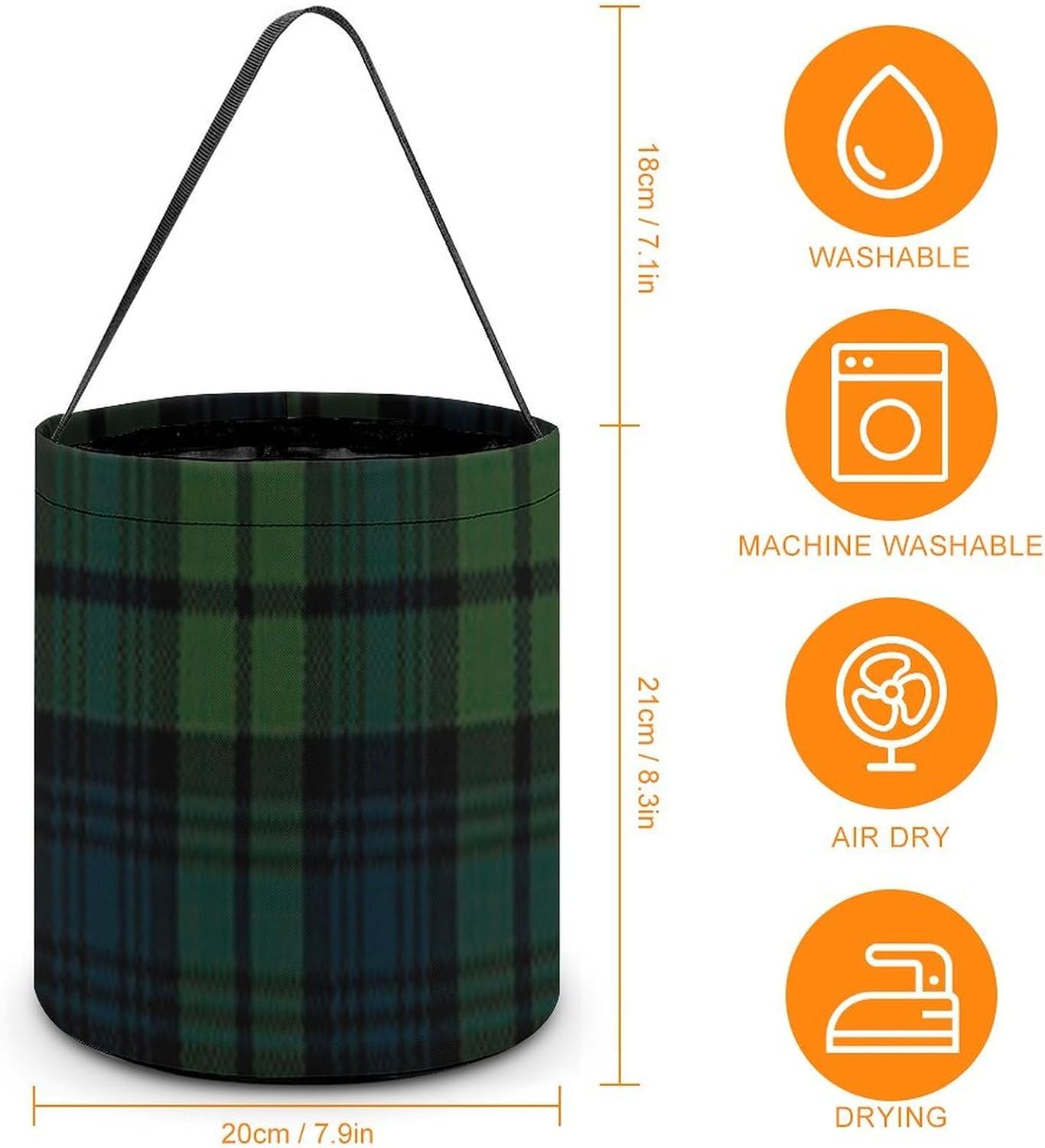 Scottish Tartan Plaid Halloween Treat Bag Reusable Candy Basket Tote Goody Bags Gift Party