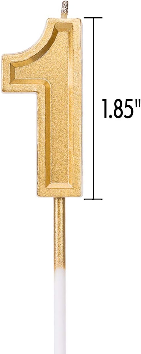 LUTER Gold Glitter Happy Birthday Cake Candles Number Candles Number 1 Birthday Candle Cake Topper Decoration for Party Kids Adults : Everything Else