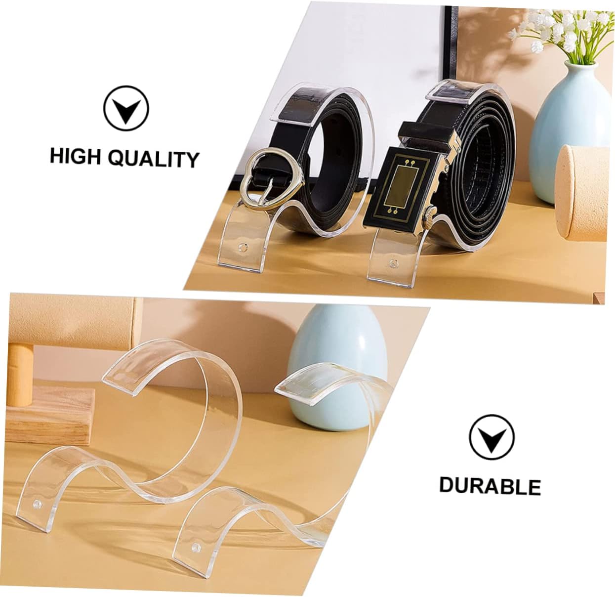 10pcs Acrylic s Shape Belt Display Stands Transparent Belt Organizer for Supermarkets Retail Stores and Exhibitions and Practical Holder