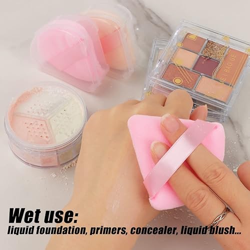 Miniatura 5 de Ocim 10 esponjas de polvo para polvo facial, suave terciopelo triángulo de belleza, maquillaje prensado, almohadillas aplicadoras de esponja de