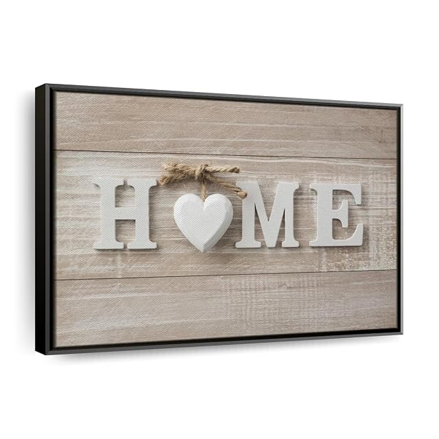 ElephantStock Home Sign Wall Art - Horizontal Floating Framed Canvas - 1-Piece Living Room Wall Decor - Photography