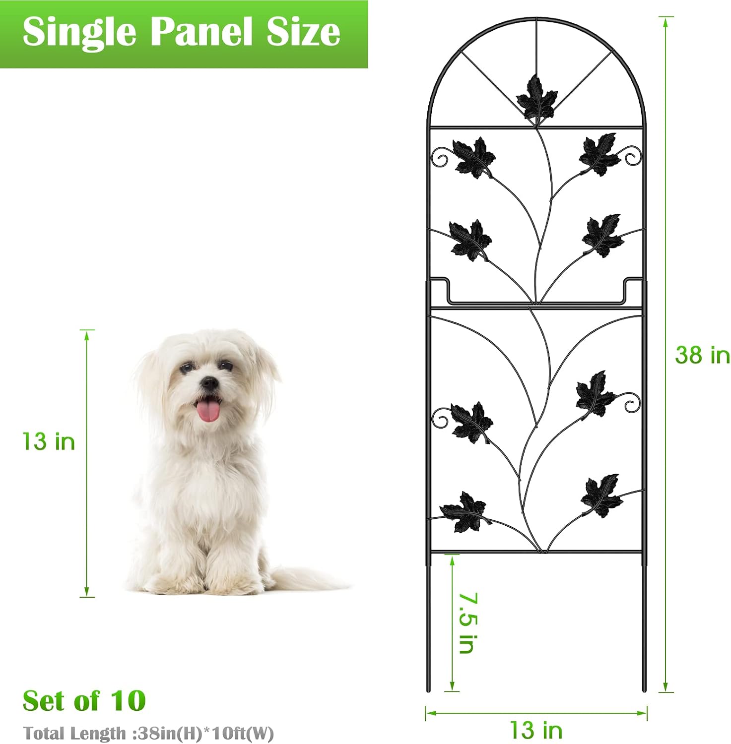 10 Pack Decorative Garden Fence Panels No Dig Fencing, Total 38in (H) x 10ft (L) Coated Metal RustProof Landscape Wire Border Folding Patio Fences Flower Bed Fencing Animal Barrier for Dog image 2