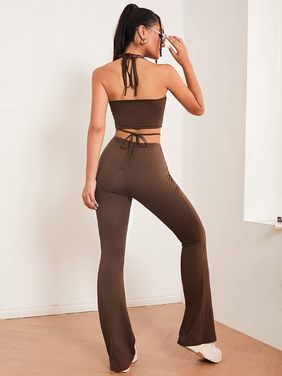 Tie Back Halter Top and Pants Set