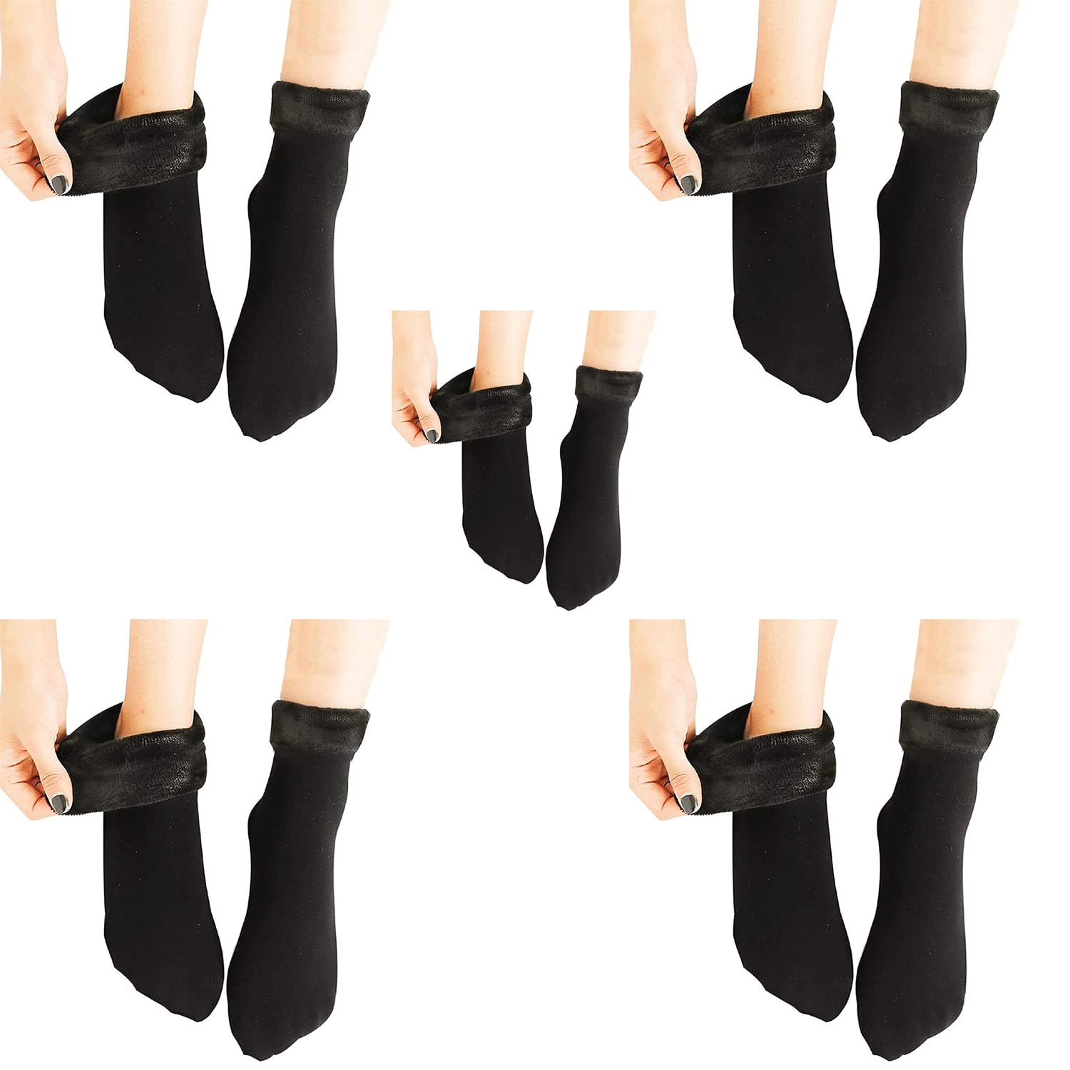 Socks Winter Warmer Thicken Thermal Wool Snow Socks Soft Velvet Floor Socks for Ladies Girls Women Fully Stretchable (Pack of 5 Pairs)-image-9