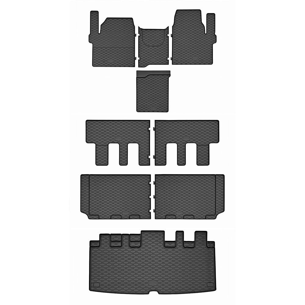 Car Lux - CUA07496-07498-07499-07514 - Tappeti Tappetini in Gomma su Misura per Tourneo Custom a 8 posti e bagagliaio a partire dal 2024