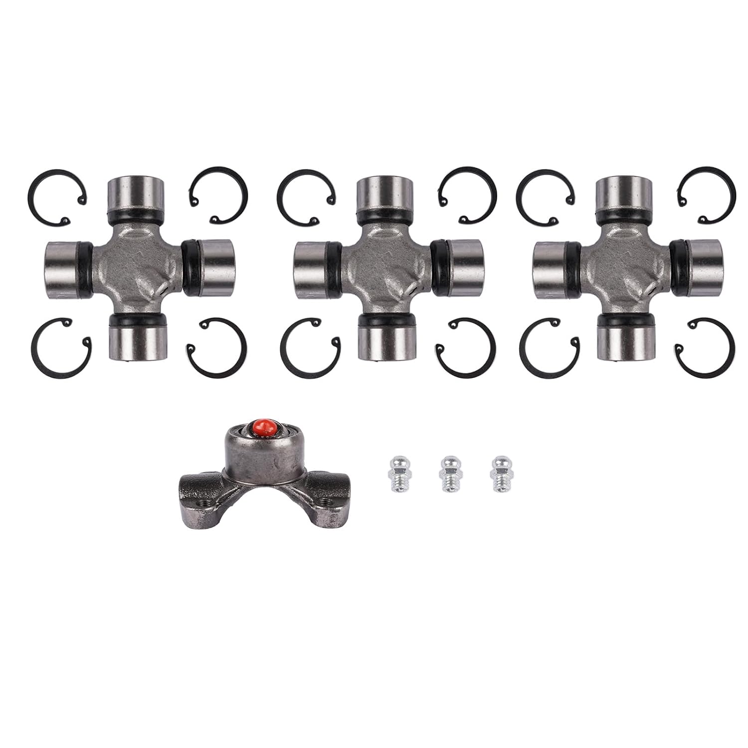 Double Cardan Joint Kit, U-Joint Kit 211355X 5-153X Compatible with Jeep Cherokee XJ 1984-2001, Jeep Wrangler TJ 1997-2006 Front Rear
