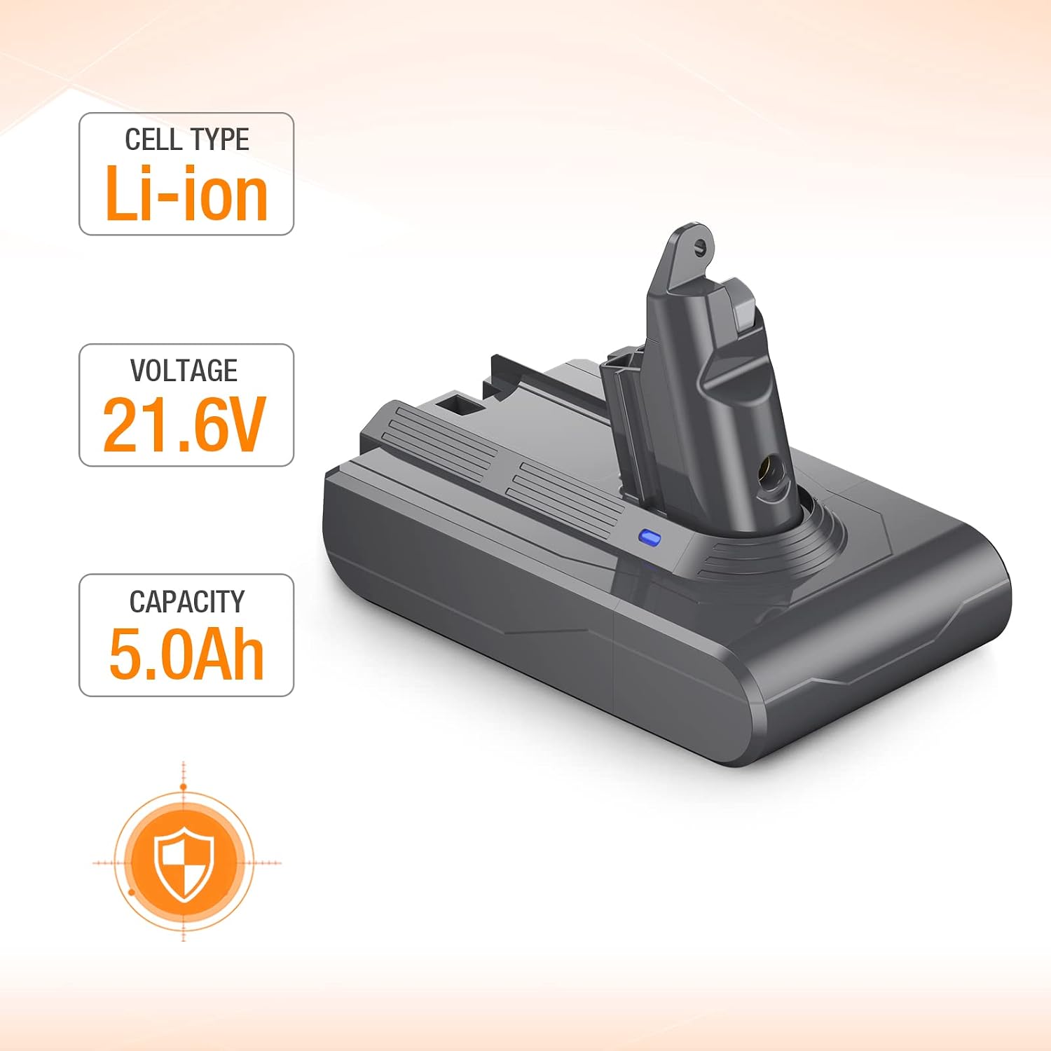 BABAKA 21.6V 5000mAh V6 Replacement Battery Compatible with V6 DC59 DC62 SV03 DC58 DC61 DC62 DC72 DC74 Animal Absolute Fluffy Motorhead Slim SV04 SV05 SV06 SV07 SV09 V6 Handheld Vacuum Battery