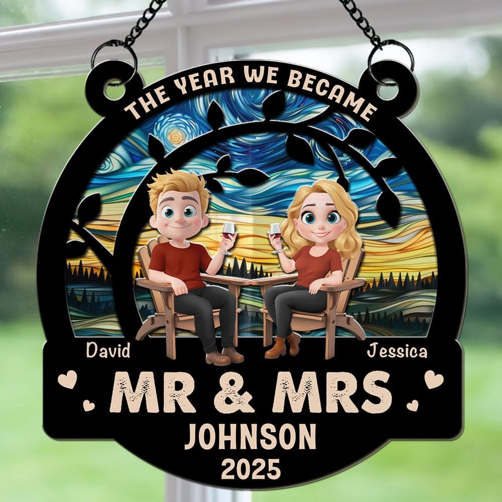 You & Me We Got This Personalized Suncatcher, Custom for Couple, Birthday Gift for Him for Her for Husband for Wife, Wedding Window Hanging Decoration