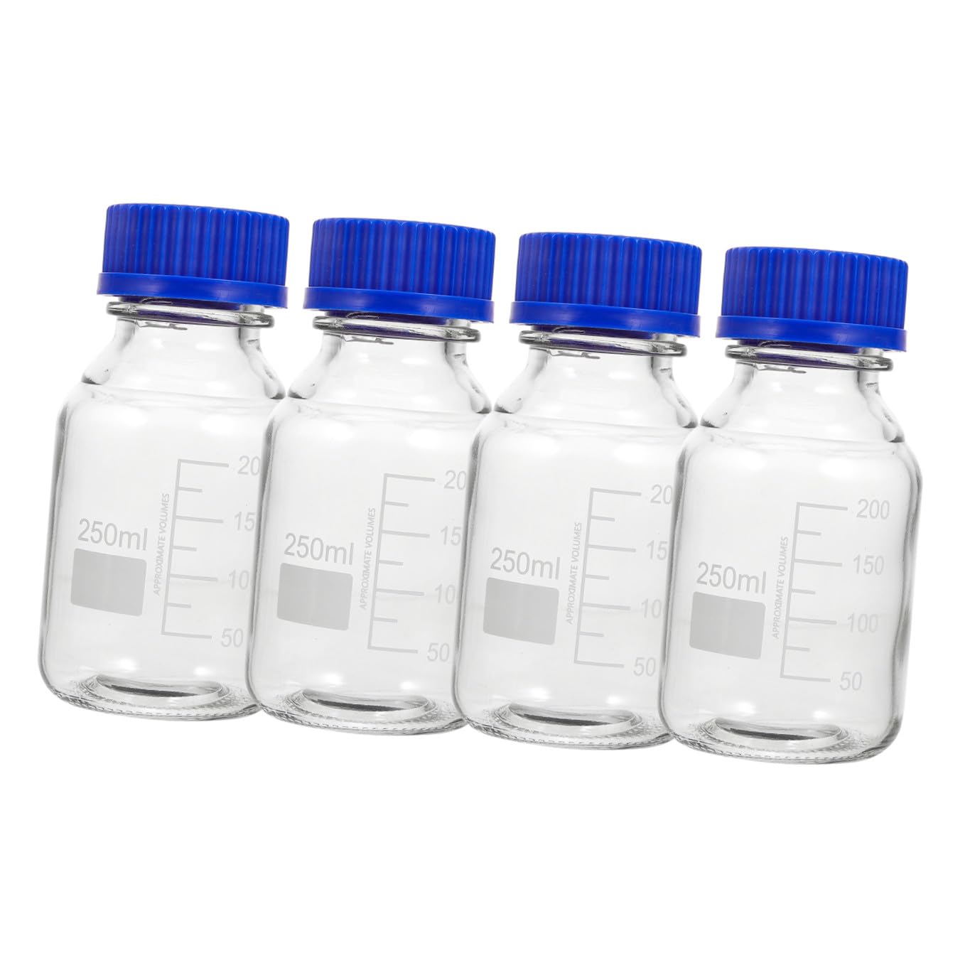 FRCOLOR 4 Stck Teiliges Glas reagenzflaschen Blauen Schraubverschlüssen Transparente Graduierte Laborflaschen für Flüssigkeits Probenlagerung Langlebig Auslaufsicher Wiederverwendbar