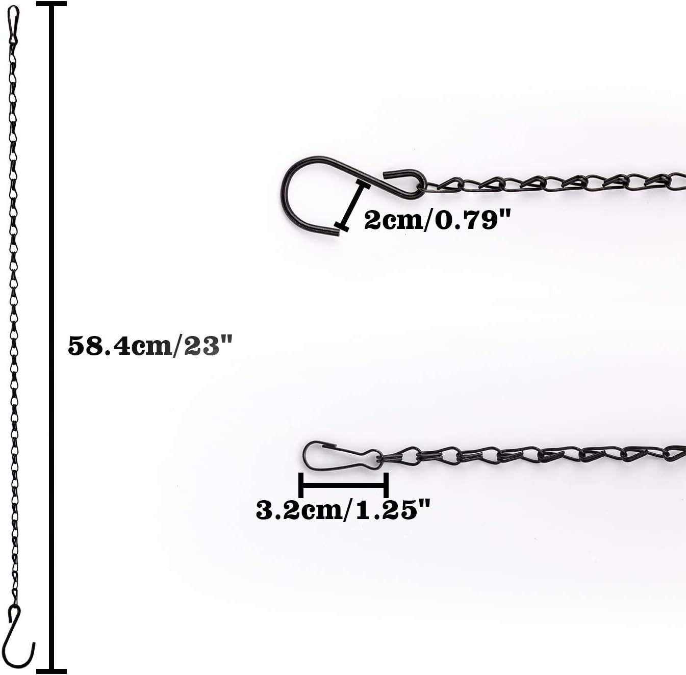 LUTER 12 Pack 22.4 Inches Decorative Hanging Chains Black Hook Chains Mental Chain Hanger for Bird Feeders,Planters,Lanterns,Wind Chimes,Billboards, Chalkboards and More,Indoor and Outdoor Use