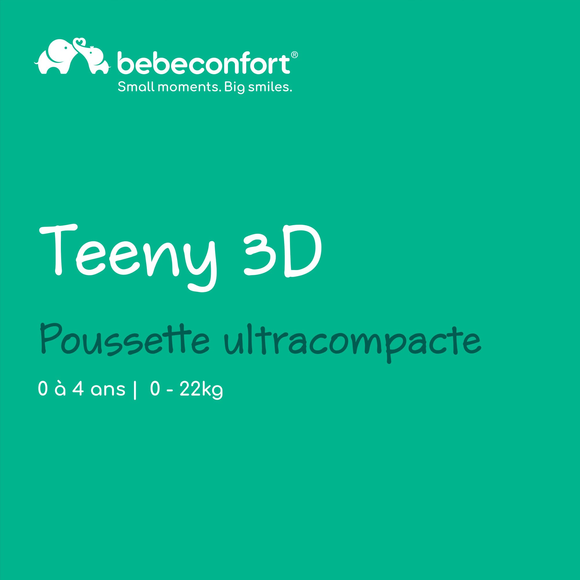 Bebeconfort Teeny 3D, poussette canne ultra compacte, poussette légère, de la naissance jusqu'à environ 4 ans, jusqu'à 22 kg, Tinted Grey