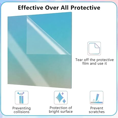 Gradient Colored Acrylic Sheet 1/8 Thick, 10 Pack 8 x 8 in Translucent Plastic Plexiglass Sheet for Laser Cutting, Cast Acrylic Panel Sign Making, DIY Craft, Art Project, with Protective Film