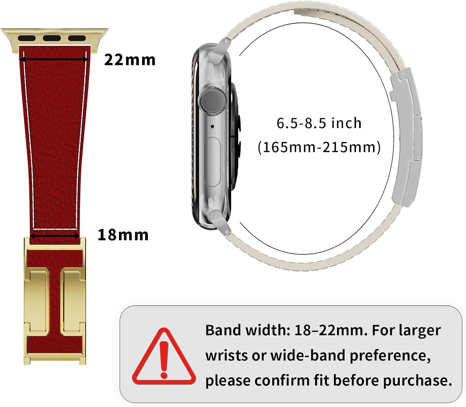 Leather Magnetic Watch Band Compatible with Apple Watch Ultra 49mm 46mm 45mm 44mm 42mm 41mm 40mm 38mm, Designer Replacement Strap for Women Men iWatch Series 9/8/7/6/5/4/3/2/1/SE/Ultra 2 image 5
