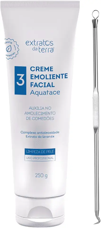 Aquaface Creme Emoliente 250g - Para Amolecimento de Comedões e Extrações + kIT Extrator de Cravos