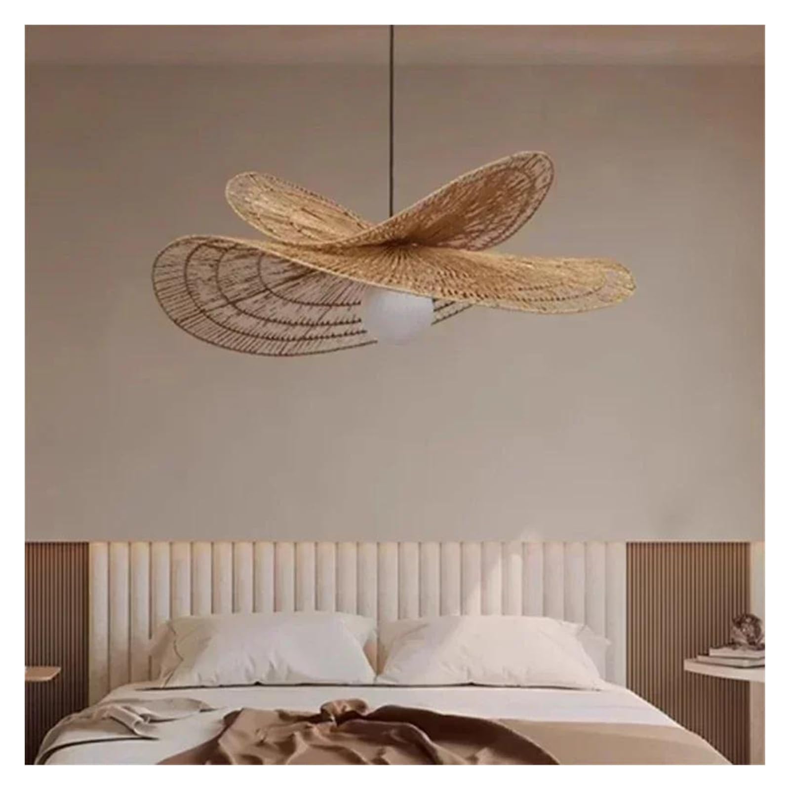 Lustre suspendu en rotin D40cm style modeste pour plafond de salon - 7