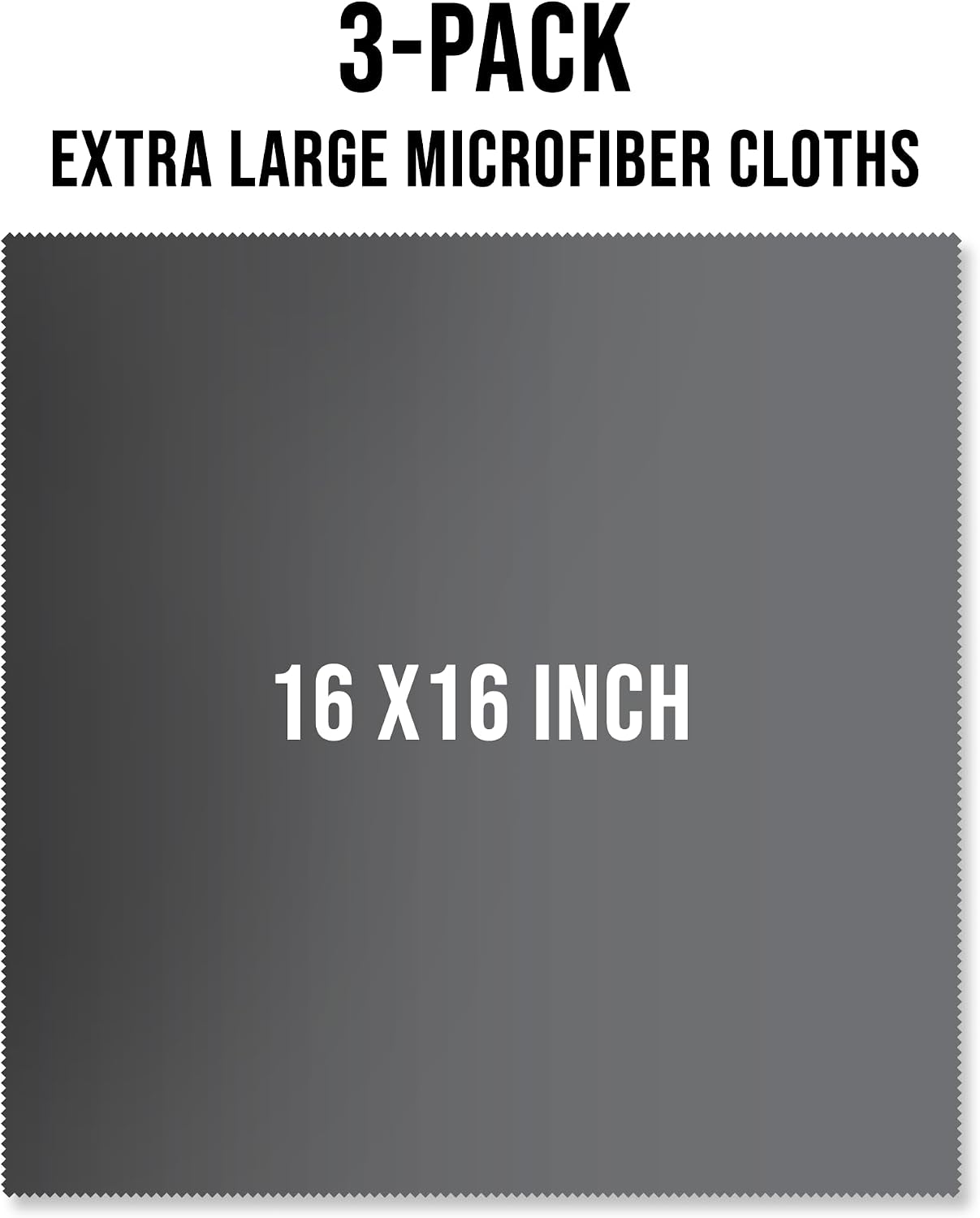 JUNRO 3-Pack 16x16 Inch Extra Large Lint-Free Microfiber Cleaning Cloths for Laptop, LCD TV, Computer Screen, Monitor, Tablet, Camera Lens, Glass, Telescope, iPhone, iPad, Other Delicate Surfaces