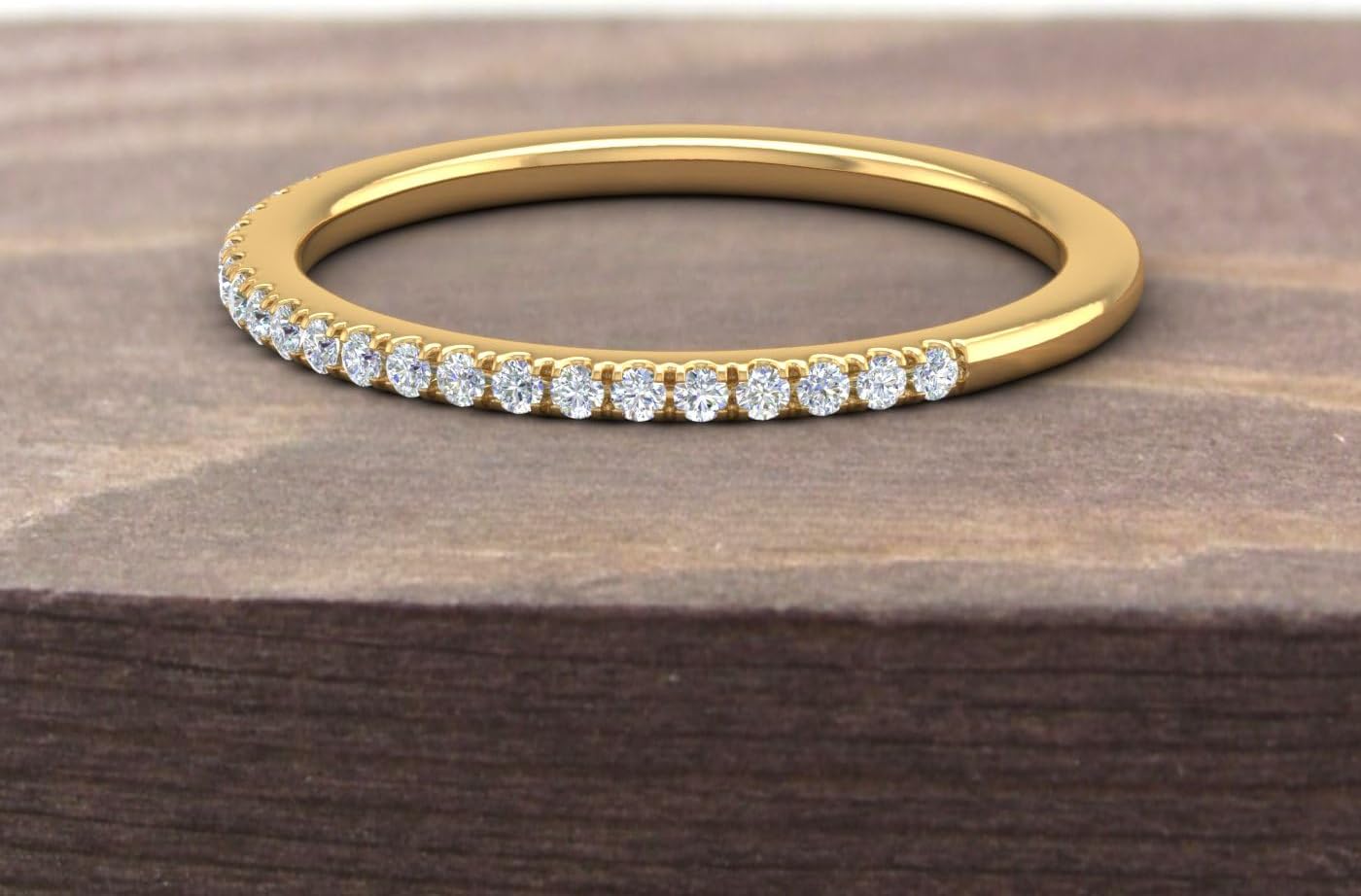 14K Gold Half Eternity Diamond Wedding Band Ring for Women (0.15 Carat)