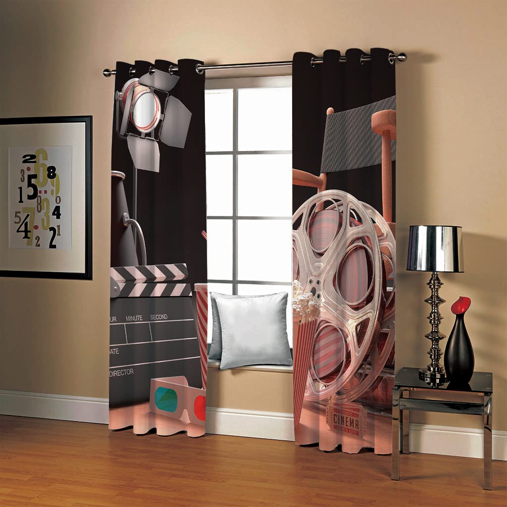 Nexan Tende Oscuranti Proiettore Retrò Tenda Oscurante Con Occhielli Per Interni Soggiorno Camera Da Letto Stanza Dei Bambini Poliestere Termica Isolante Stampa 3D 220x210cm
