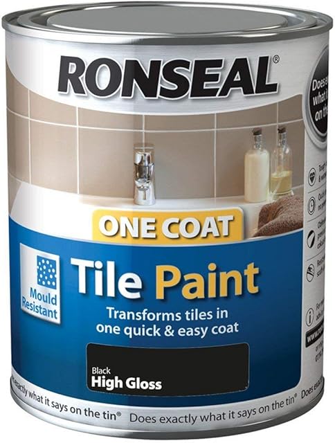 Ronseal One Coat Tile Paint Black Gloss 750ml