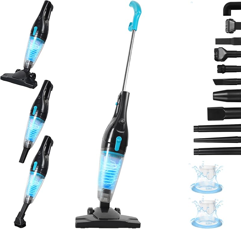 Corded Vacuum Cleaner, 15KPa Powerful Suction with 400W Motor, 12 in 1 Lightweight Bagless Stick Vac with Handheld, Ultra Quiet, for Hardwood Floor Carpet Car Pet Hair