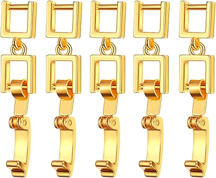 5 Pcs Simple Necklace Bracelet Extenders Alloy Extension Fold Over Clasp for Bracelet Necklace and Jewelry Making Gold Alloy