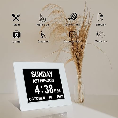 Miniatura 2 de Irednolw Reloj digital con calendario de día de 8 pulgadas, pantalla grande, reloj digital con día y fecha para ancianos, reloj de demencia de