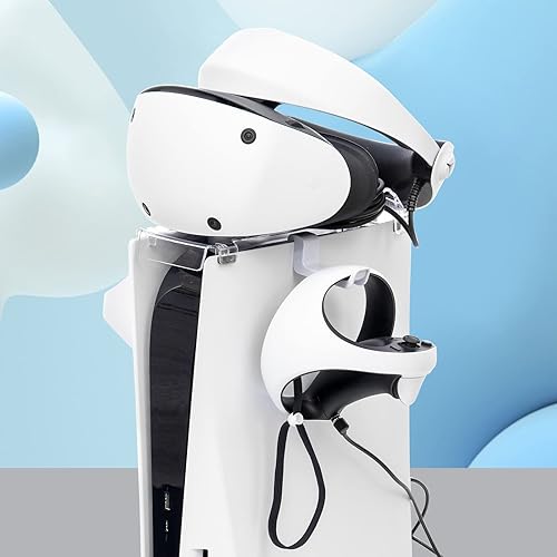 Miniatura 4 de ECHZOVE PS VR2 - Soporte de almacenamiento, PS VR2 con soportes para controladores PS VR2 y cable de carga magnético para controladores PS VR2, todo
