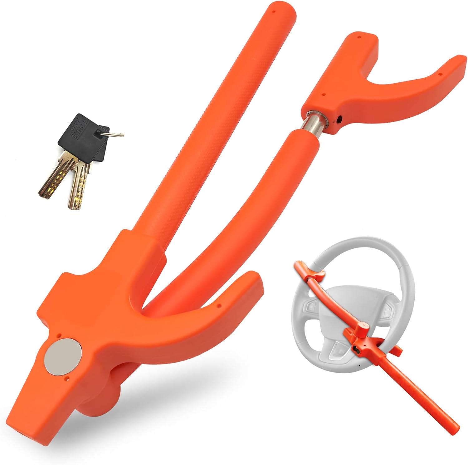 KAYCENTOP Car Steering Wheel Lock, Foldable Double Hook Car