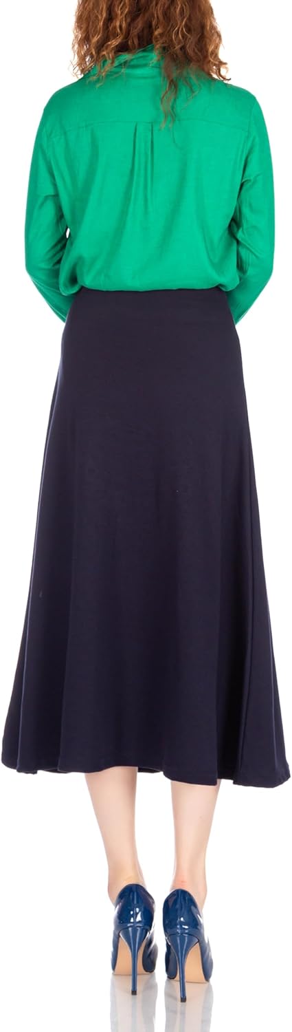 Dani's Choice Elastic Waist A-line Flared Long Skirt - Image 4