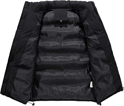 Miniatura 4 de Chaleco acolchado para hombre, invierno, casual, trabajo, deportes, viajes, exteriores, bolsillos acolchados, chaqueta negra, M-5XL