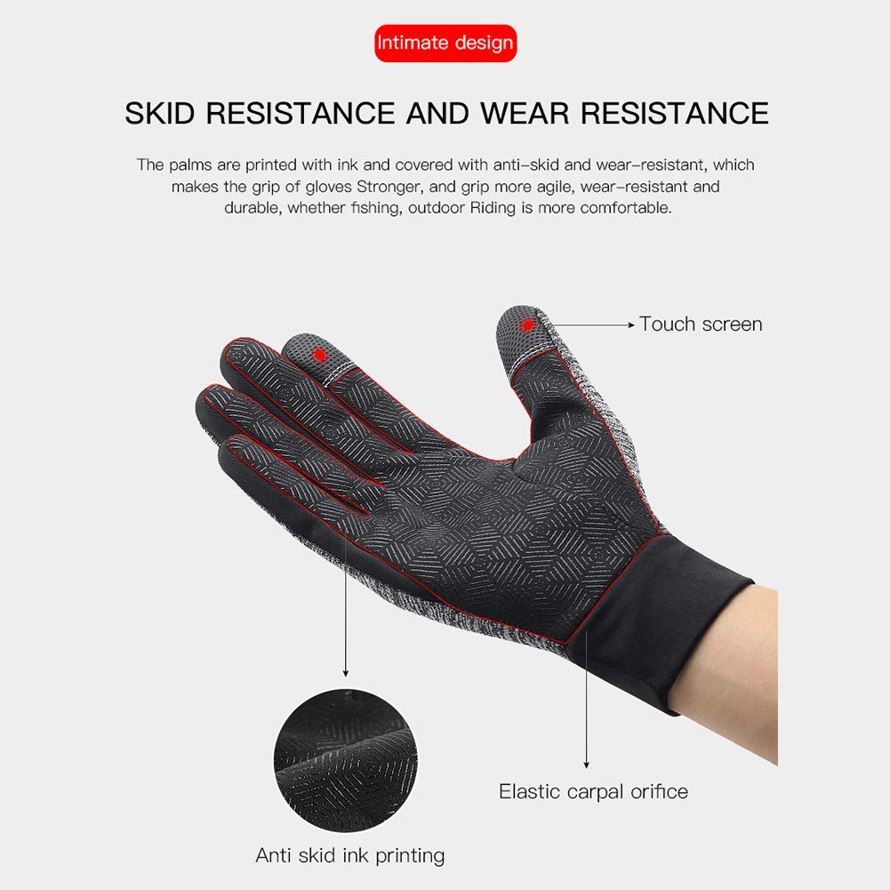 Winterhandschuhe, Winddichte Thermo-Fahrradhandschuhe Kaltes Wetter, wasserdichte Fleece OutdoorTouch Screen Skihandschuhe Grau