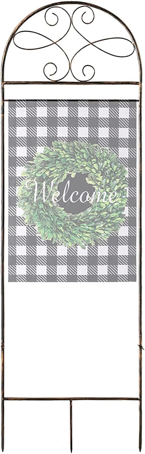 hogardeck Garden Flag Holder Stand - Premium Weather-Proof Garden Flag Arbor Metal Powder-Coated Yard Flag Pole Outdoor Decor Garden Flags Flagpole Stakes