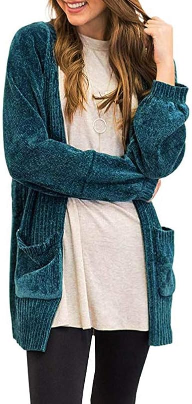 Cárdigan de Pana Mujer Invierno Mujer Manga Larga Abierta Frente suéter  Abrigo Bolsillos Suave Terciopelo Chenilla Chaqueta de Punto Abrigo  Invierno Mujer Rebajas: Amazon.es: Ropa