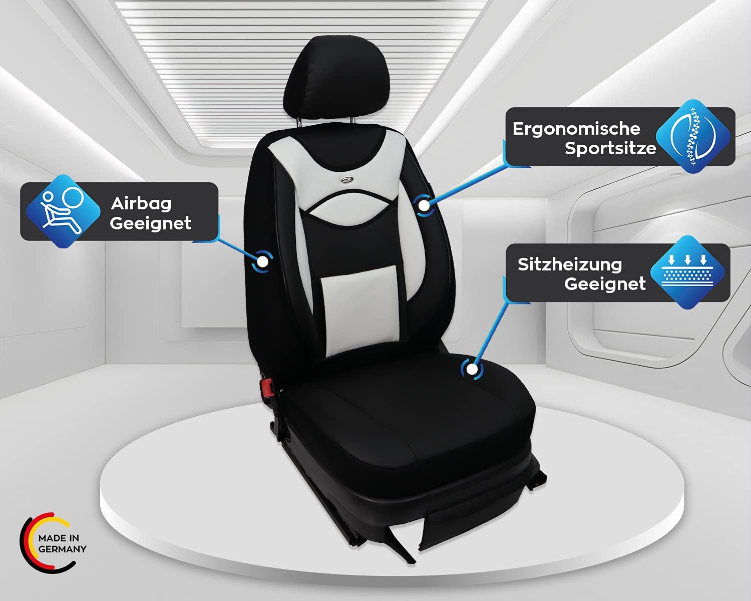 Dimensions seat covers compatible with BMW X5 E53 driver and passenger from 1999-2006 FB:D108