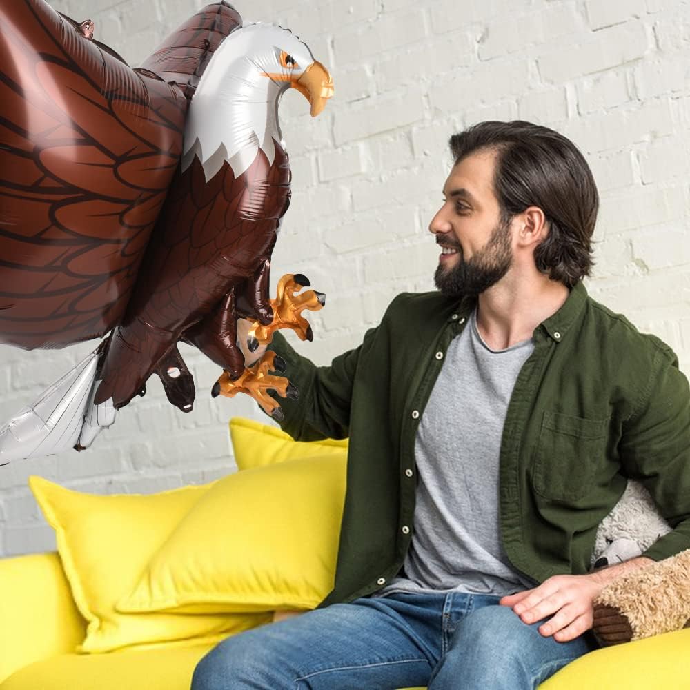 4PCS 3D Inflatable Eagles 32.7 x 26 Inch Giant Eagle Foil Balloons for Animal Party Decoration Big Bird 4th of July Celebration Birthday Baby Shower Party Supplies