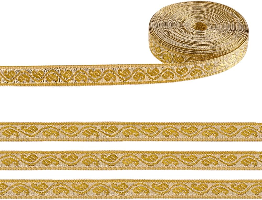 25 Yards Gold Metallic Braid Lace Trim 1/4 Inch Gold Trim for Sewing Metallic Sewing Centipede Trims Decorated Gimp Trims for Wedding DIY Clothes Jewelry Crafts Home Decor
