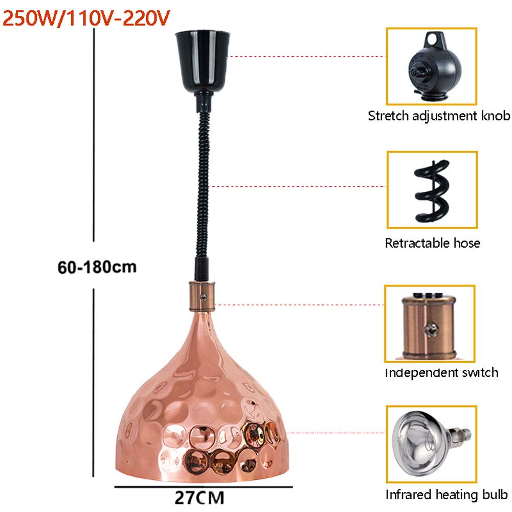Komercyjna lampa grzewcza do podgrzewania żywności Lampa izolacyjna do pizzy, mięsa i frytek - nie wysusza żywności 110 V-250 W (z żarówką grzewczą) (D) (C)